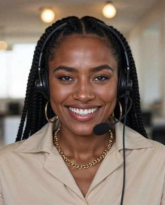Smiling customer service agent